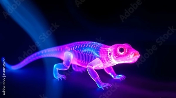 Obraz Glowing Lizard Posing in Neon Light...............