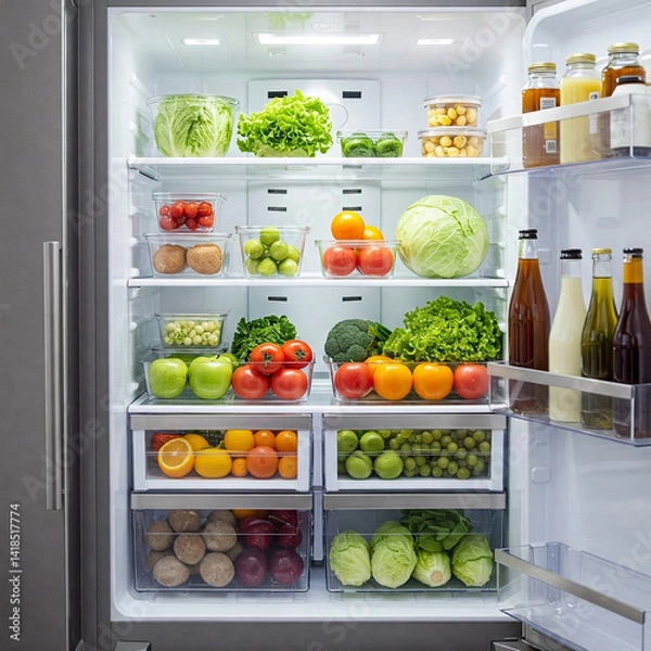 Obraz fridge full of fresh fruits and vegetables