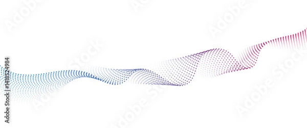 Fototapeta Flowing Dot Wave halftone gradient pattern on transparent background	