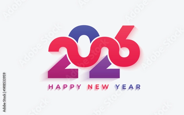 Fototapeta 2026 happy new year celebration, Typography text 2026 font, text lettering 2026, holidays, Calendar 2026 cover template, Creative design for Greeting Lettering, Calligraphic number 2026 vector