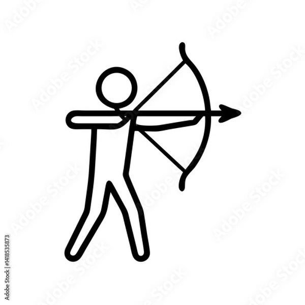 Fototapeta Iconic Archer in Action Forest Clearing undefined Illustration Dynamic Environment Side View