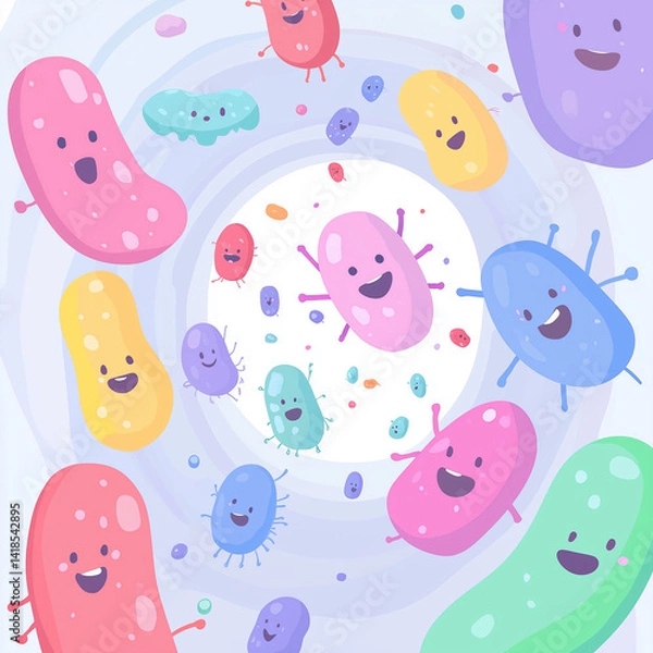 Obraz 細菌やウイルスのイメージ | かわいいキャラクター風