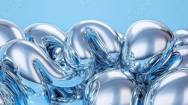 Obraz Abstract metallic spheres form a smooth organic and fluid composition