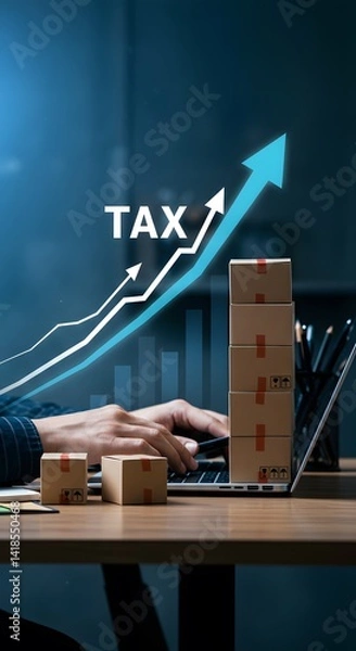 Fototapeta Industry market with US China Trade Showdown or Retaliation Tariff,strategy and solution plan for export, import. Crisis with Liberation Day, ai generated, generated ai 