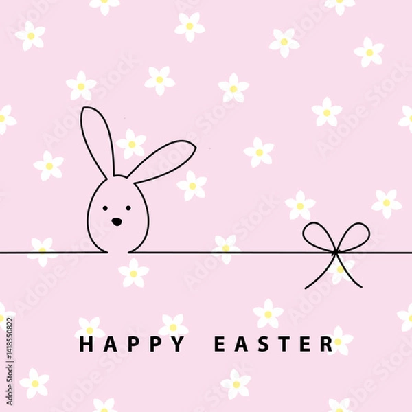 Fototapeta Spring  Easter card with flowers and Easter bunny
