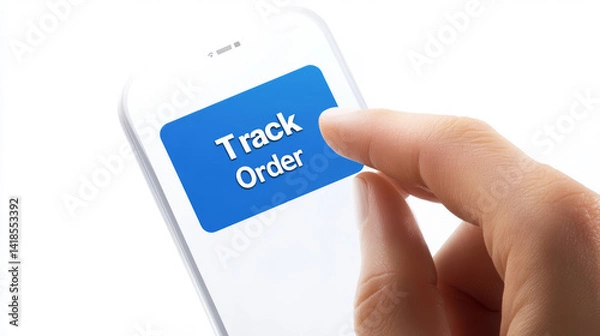 Obraz Online order tracking action smartphone use e-commerce context user-friendly environment close-up viewpoint