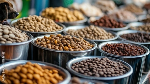 Fototapeta Vibrant Display of Various Nuts and Spices at a Market Stall