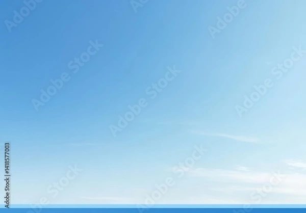 Fototapeta Minimalist clear blue sky background with no clouds, wide copy space for design, clean and calm atmosphere, ideal for banner, website, or presentation