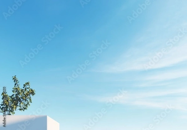 Fototapeta Minimalist clear blue sky background with no clouds, wide copy space for design, clean and calm atmosphere, ideal for banner, website, or presentation