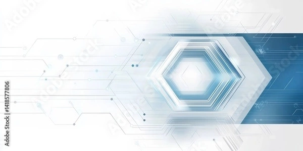 Fototapeta Abstract light blue and white geometric background, modern technology concept, vector illustration with clean design, copy space, suitable for web, banner, presentation, or business template