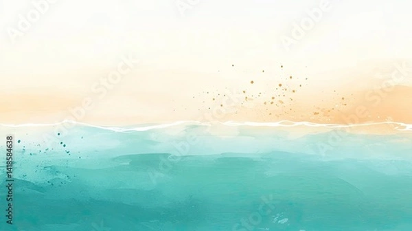 Obraz A tranquil watercolor depiction of a beach scene.