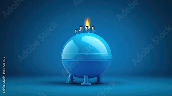 Fototapeta Blue sphere flame energy source studio backdrop
