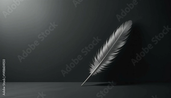 Fototapeta Minimalist composition with one feather and lots of negative space