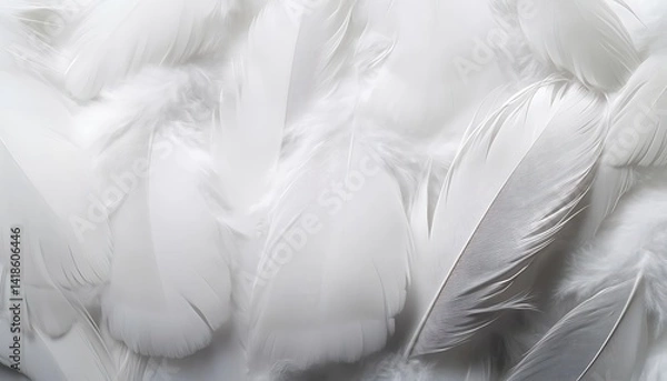 Fototapeta White feathers, down feathers, background, chicken, bird feathers 