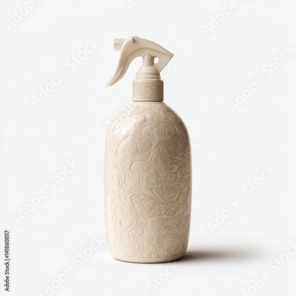 Fototapeta Decorative Beige Spray Bottle with Intricate Pattern on White Background