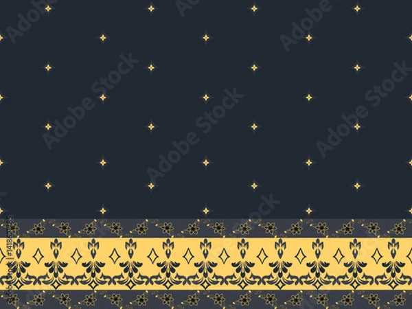 Obraz Seamless classic damask pattern in dark gold tone - vector illustration for luxury textile design.