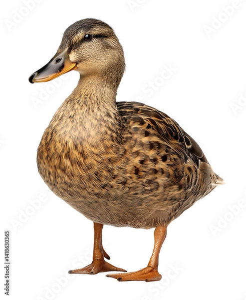 Obraz A lone duck standing against a black background
