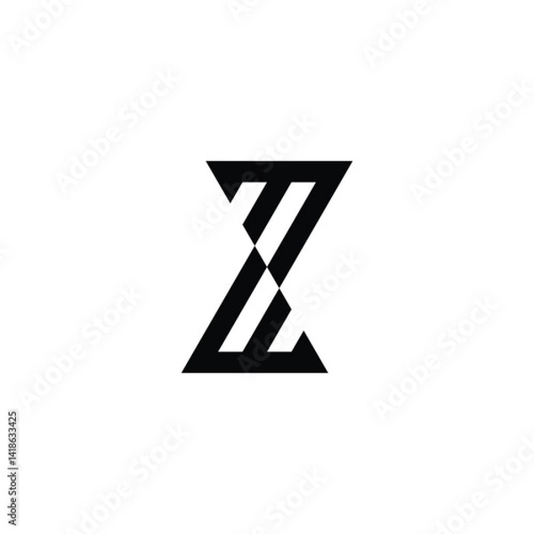 Fototapeta Letter M and W, letter Z  geometric symbol simple logo vector