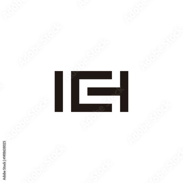 Fototapeta Letter H and C square geometric symbol simple logo vector