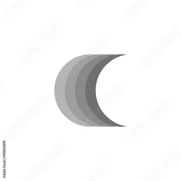 Fototapeta Moon, 3d, shadow geometric symbol simple logo vector