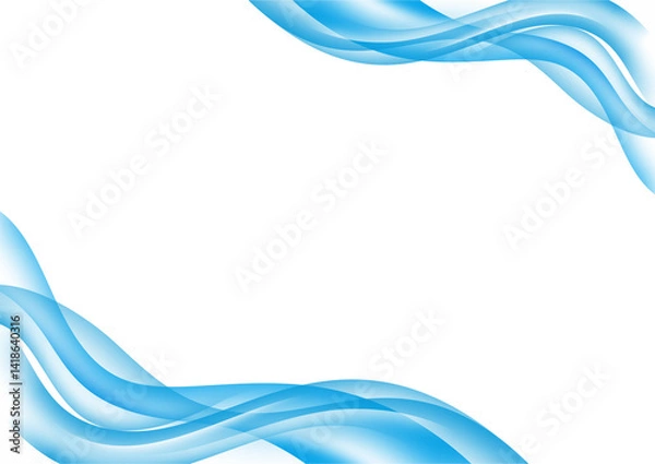Fototapeta FRAME BORDER HORIZONTAL WAVE LIGHT BLUE ABSTRACT BACKGROUND SIMPLE ELEGANT
