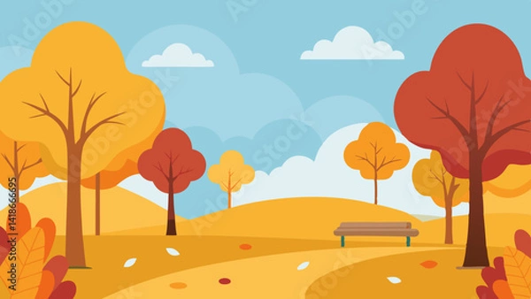 Obraz Fall Park Covered in Bright Leaves