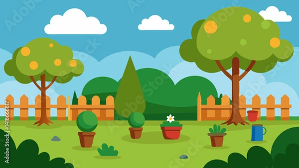 Obraz Cartoon Garden Backyard Scene Variant