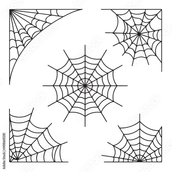 Obraz spiderweb black vector silhouettes