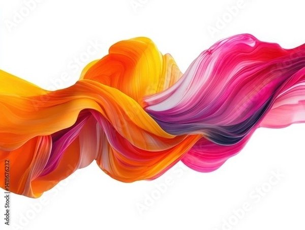 Fototapeta Abstract flowing ink shapes, neatly isolated against white backdrop.