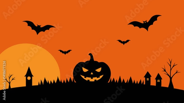 Obraz Minimal Halloween Background with Pumpkin Silhouette