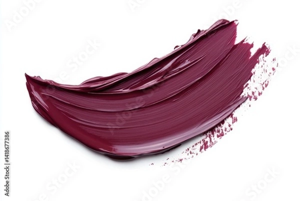 Fototapeta Smooth Burgundy Paint Stroke on White Background for Art Projects