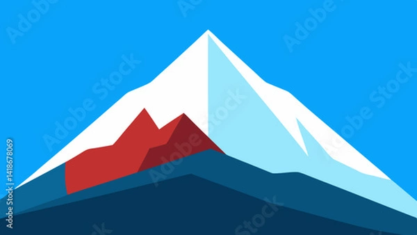 Fototapeta Winter Mountain Scene with Snowy Summit