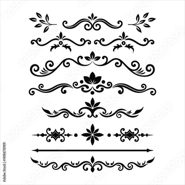 Fototapeta Silhouette Border Ornament Vector Collection.