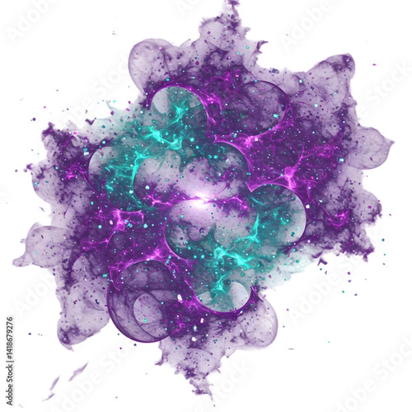 Obraz Intriguing Psychedelic Fractal Art Vibrant Purple and Teal Nebula Design