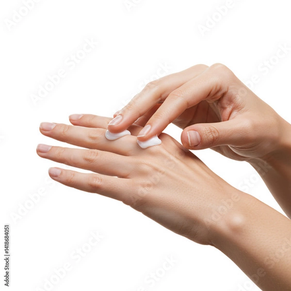 Fototapeta Soft Hands Applying Moisturizing Cream for Soft, Smooth Skin
