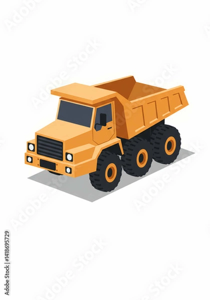 Fototapeta Isometric Dump Truck Illustration on White Background