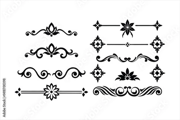 Obraz Vintage Silhouette Decorative Border Ornaments Collection.