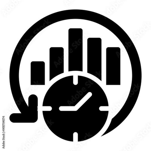 Fototapeta Real Time, Data, Data History Glyph Solid Icon