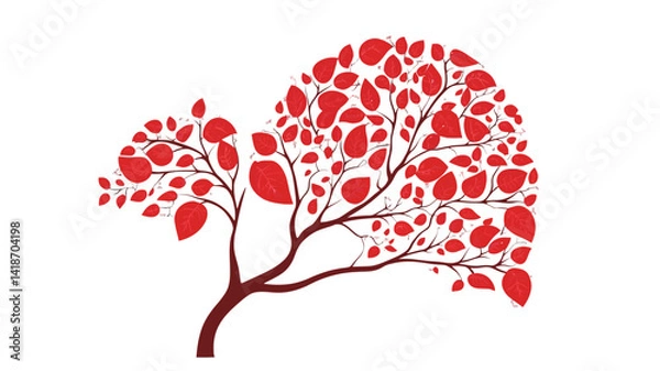 Fototapeta The image presents a stylized illustration of a tree rendered in a minimalist vector art style.  The tree's branches are depicted with thin, elegant lines