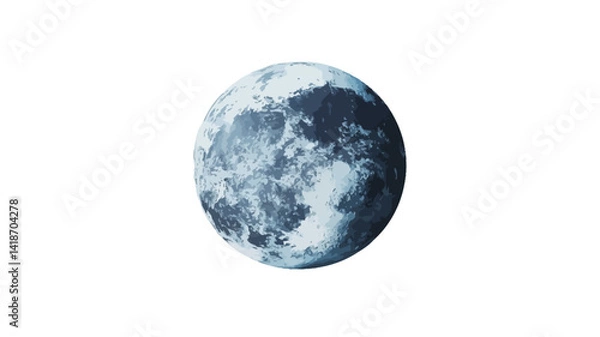 Fototapeta A digitally rendered or painted representation of a planet, possibly Earth, depicted in cool tones of blue and white. The surface exhibits a textured appearance suggestive of ice or snow