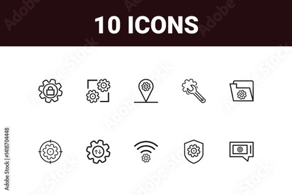 Obraz Setting and Setup line icon set. Set of outline icons related to setting, setup, option, installation, control and others vactor design.