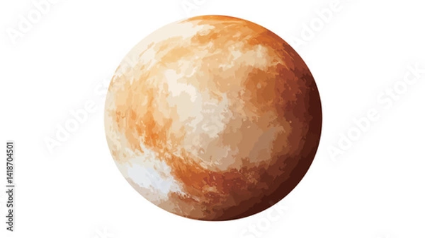 Fototapeta A digital painting or illustration depicting a spherical celestial body.  The dominant colors are ochre and cream, creating a marbled, textured effect across the surface