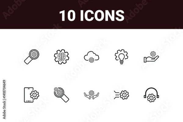 Fototapeta Setting and Setup line icon set. Set of outline icons related to setting, setup, option, installation, control and others vactor design.