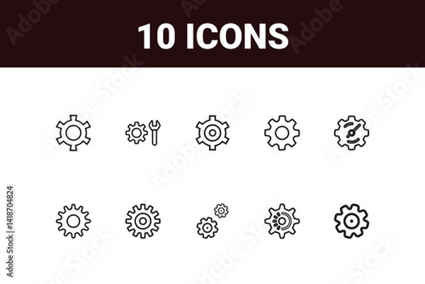 Fototapeta Setting and Setup line icon set. Set of outline icons related to setting, setup, option, installation, control and others vactor design.