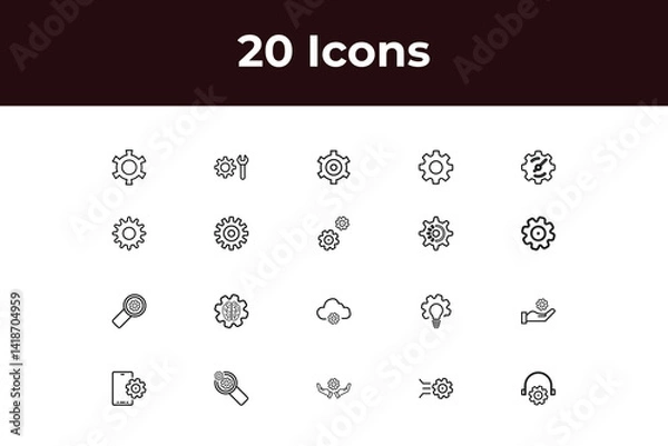 Obraz Setting and Setup line icon set. Set of outline icons related to setting, setup, option, installation, control and others vactor design.