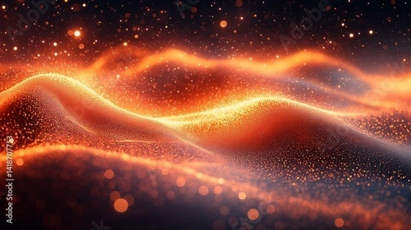 Fototapeta Business deal shown as two digital waves merging into one smooth line clean field full HD,generative ai illustration