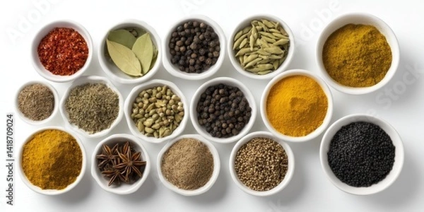 Obraz Assorted spices in small bowls (1)