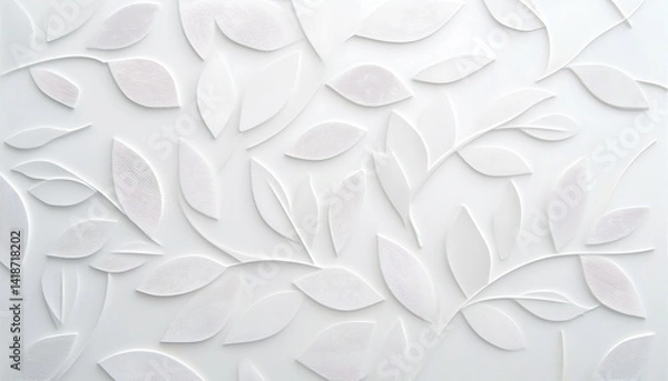 Fototapeta White geometric leaves 3d tiles texture Background banner