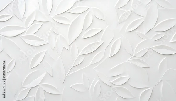 Fototapeta White geometric leaves 3d tiles texture Background banner
