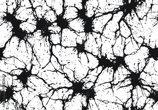 Fototapeta Abstract Black Ink Splash Texture on White Background for Design Use